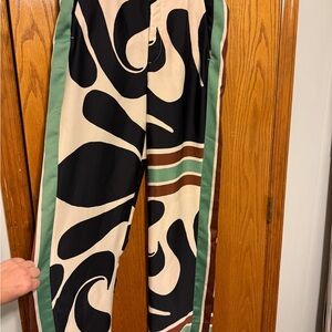 Zara Cream, Green, Brown and Black Pants. Cool design. Soft flowing comfortable